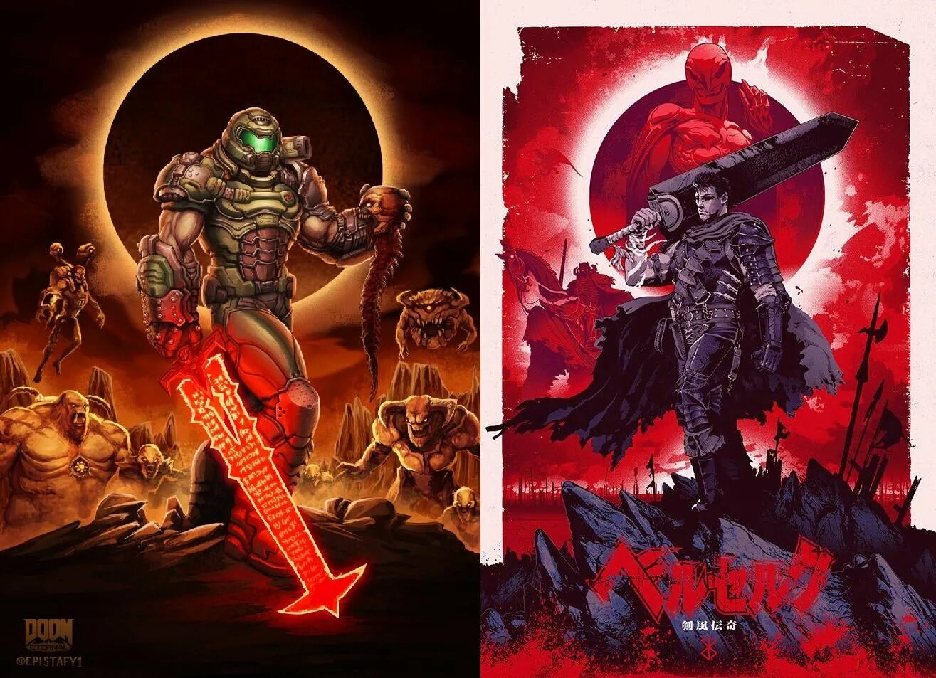 Dc x slayer. Goblin slayer x doom slayer.
