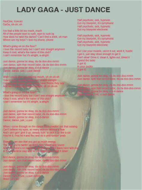 Песня леди танец. Lady Gaga - just Dance (Lyrics). Just Dance Lady Gaga текст. Леди Гага Джаст дэнс. Dance леди Гага текст.