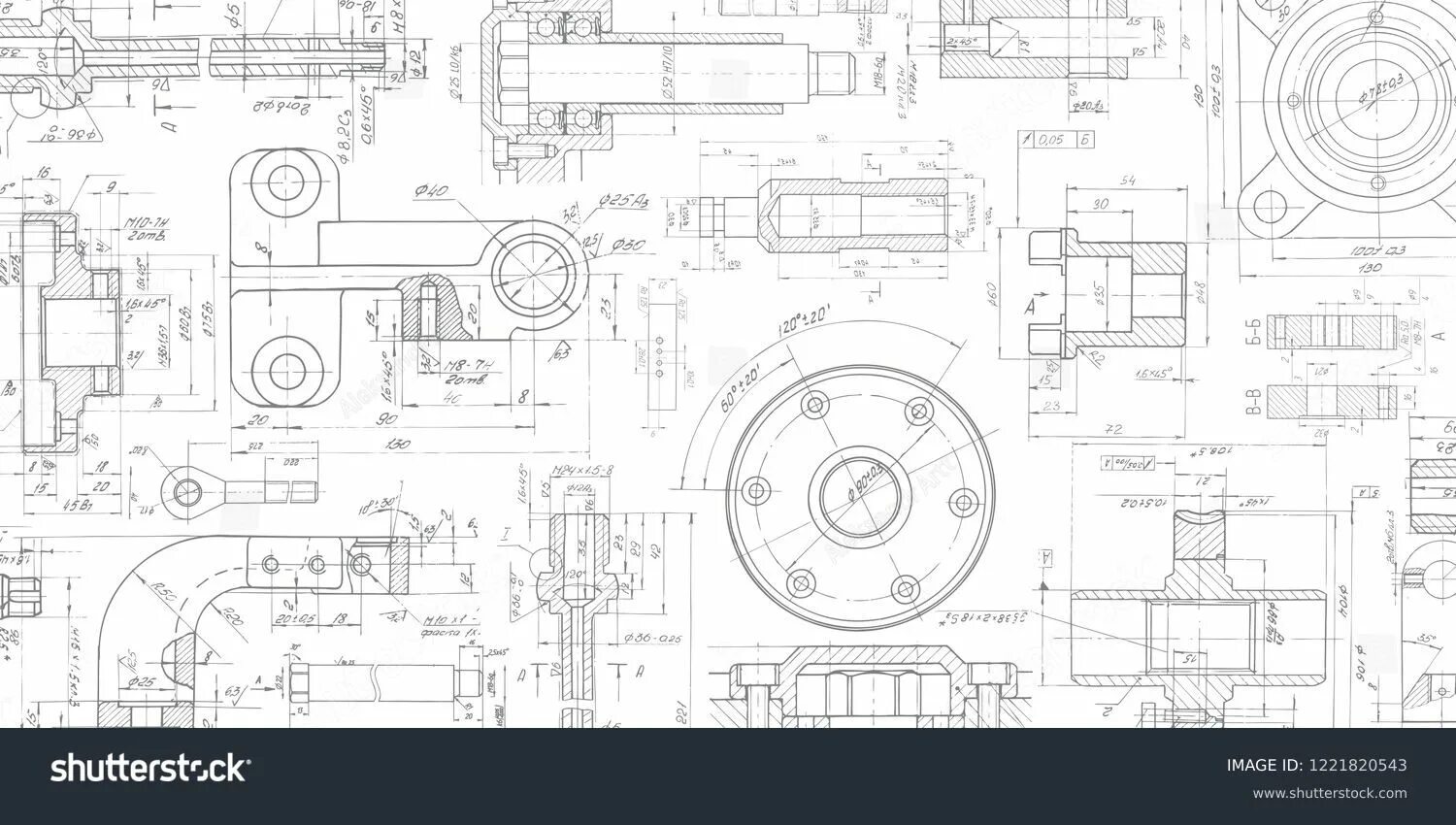 Mechanical Engineering Drawing . Technical Drawing Background Stock Vector - Ill