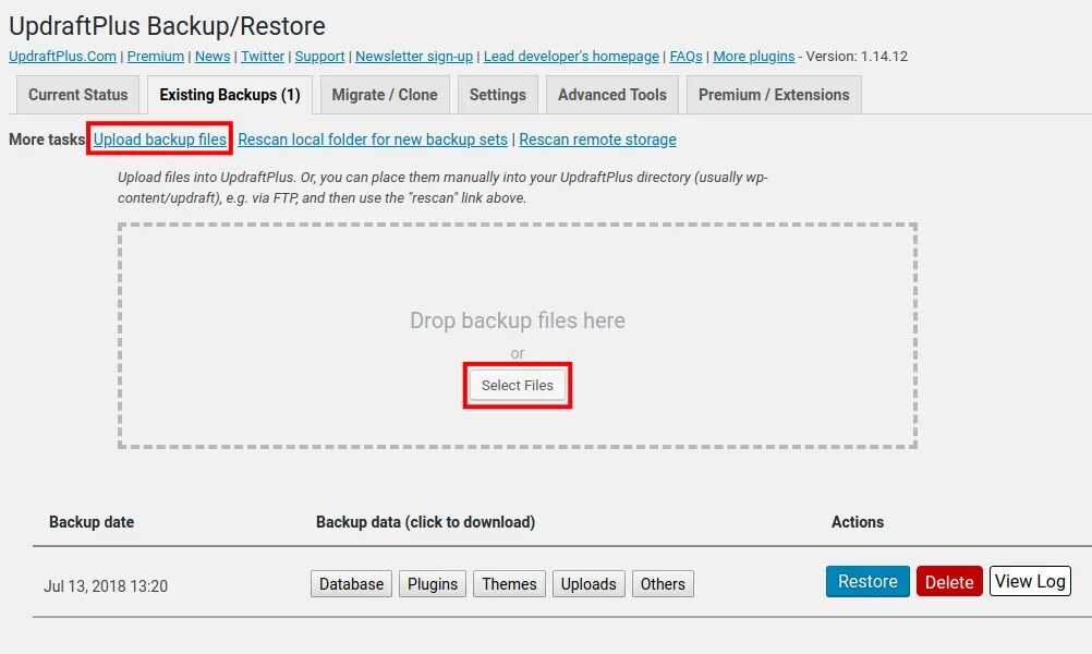 Backup plugin