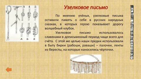 Узелковое письмо 5 класс однкнр