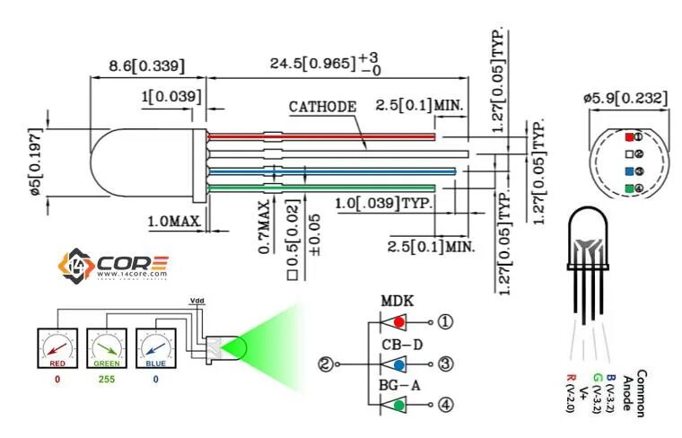 Программа светодиоды. Схема RGB светодиода 5050. SMD RGB светодиод схема подключения\. SMD светодиод 5050 RGB схема подключения. Светодиод с 3 ножками распиновка.