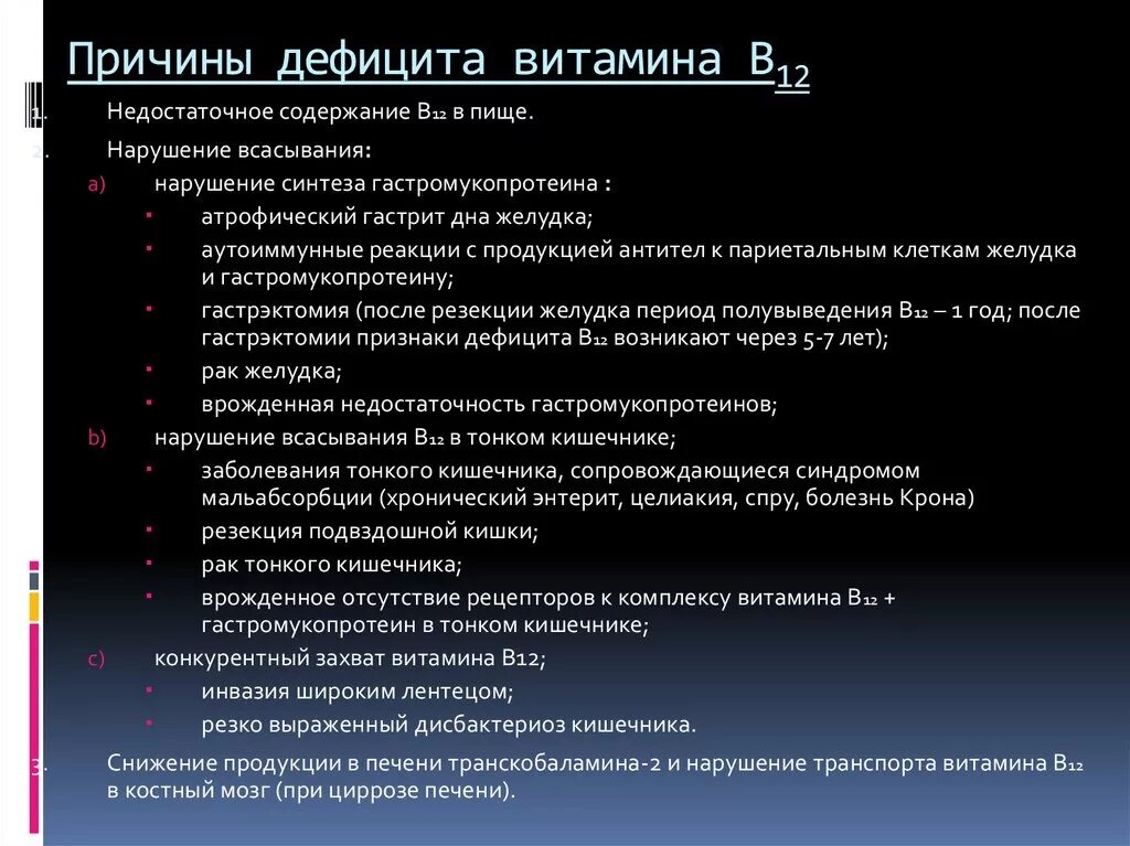 Симптомы витамина б 12. Витамин б12 причины дефицита. Признаки дефицита витамина в12. Недостаток витамина в12 болезнь. Причины недостатка витамина в12.