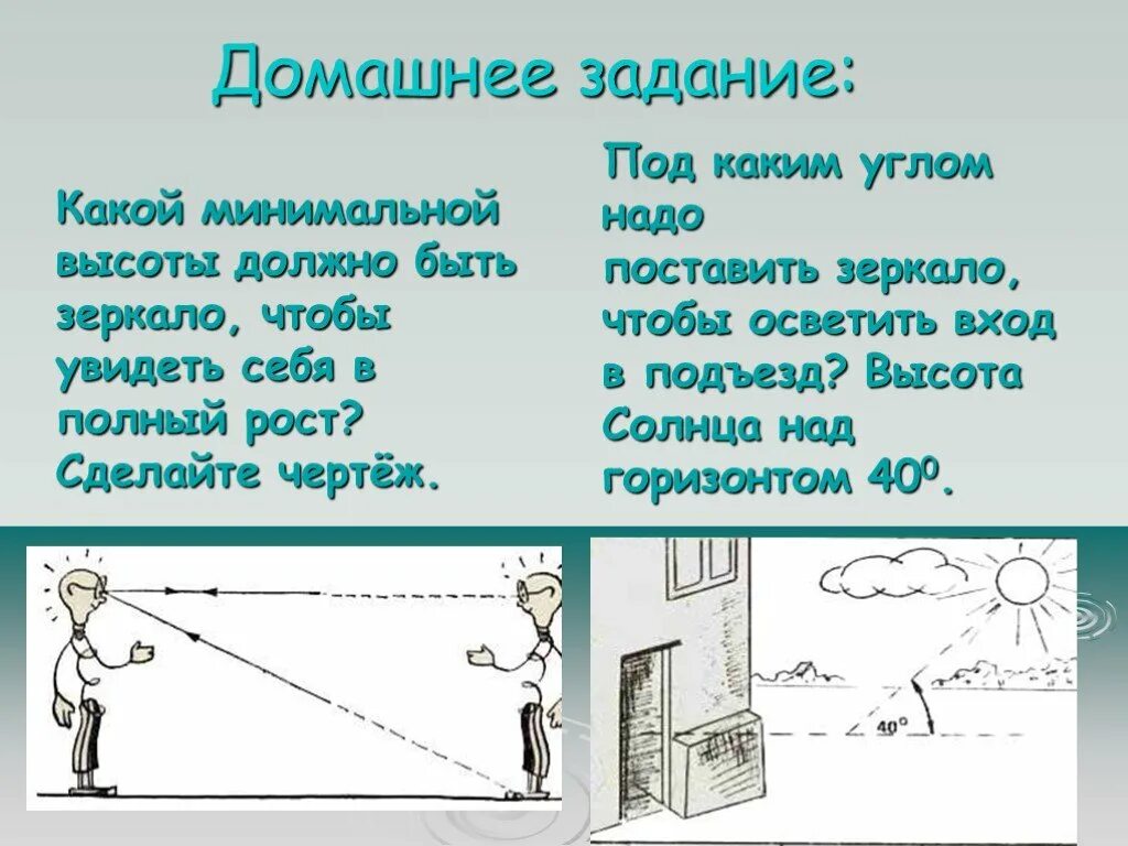 Какой высоты должно быть плоское зеркало