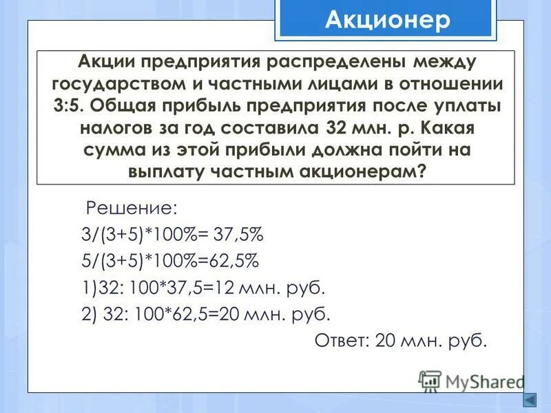 Акции предприятия распределены между. Акции предприятия распределены между государством и частными лицами. доход после уплаты налогов. акционер владеет 100 акциями некоторой компании. государству принадлежит 55% акций предприятия.