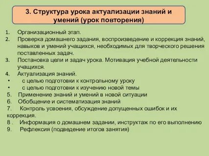 Структура урока проверка домашнего задания