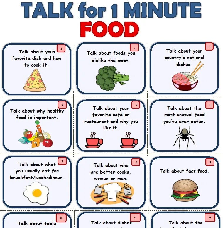 Speaking Cards английскому языку. Английский activity для детей. Вопросы food for speaking. Английский speaking Worksheet. Many things to talk about