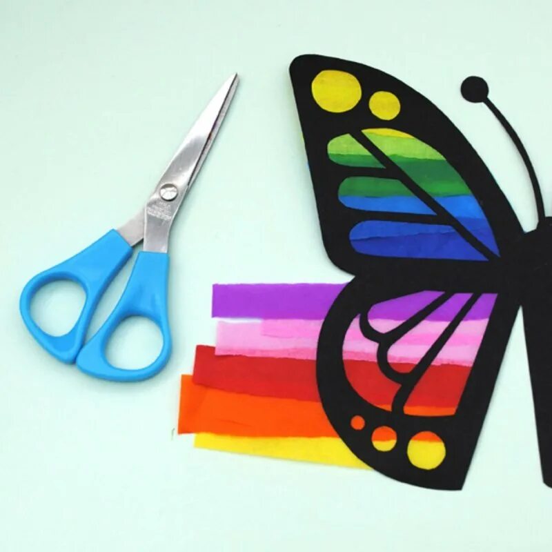 Поделки из цветной бумаги из клея. Необычная аппликация. Бабочка из цветной бумаги для детей. Поделка бабочка из цветной бумаги. Поделка бабочка для дошкольников.