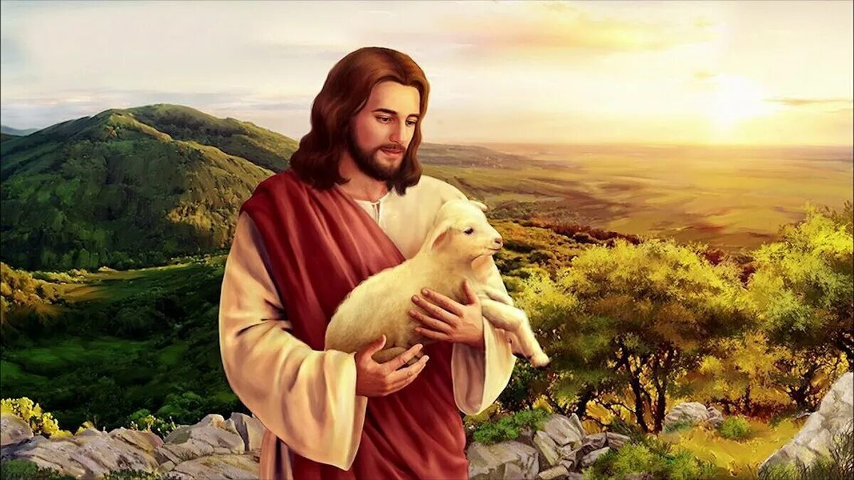 Бог есть добро. &quot; иисус. бог и человек&quot;. ( jesus).. иисус христос с ягненком. христос и овцы. иисус с овечкой.