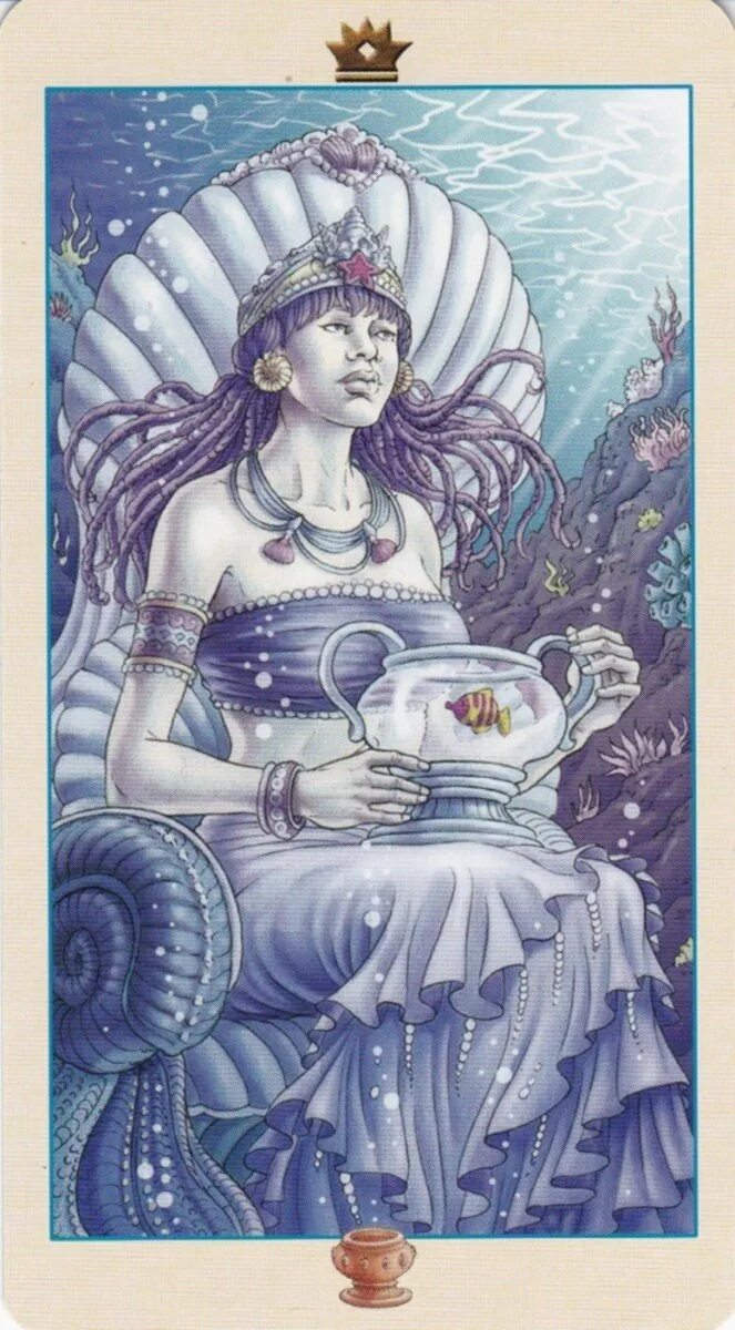 Таро богинь (Goddess Tarot). Королева пентаклей Таро богинь. Королева кубков Таро.