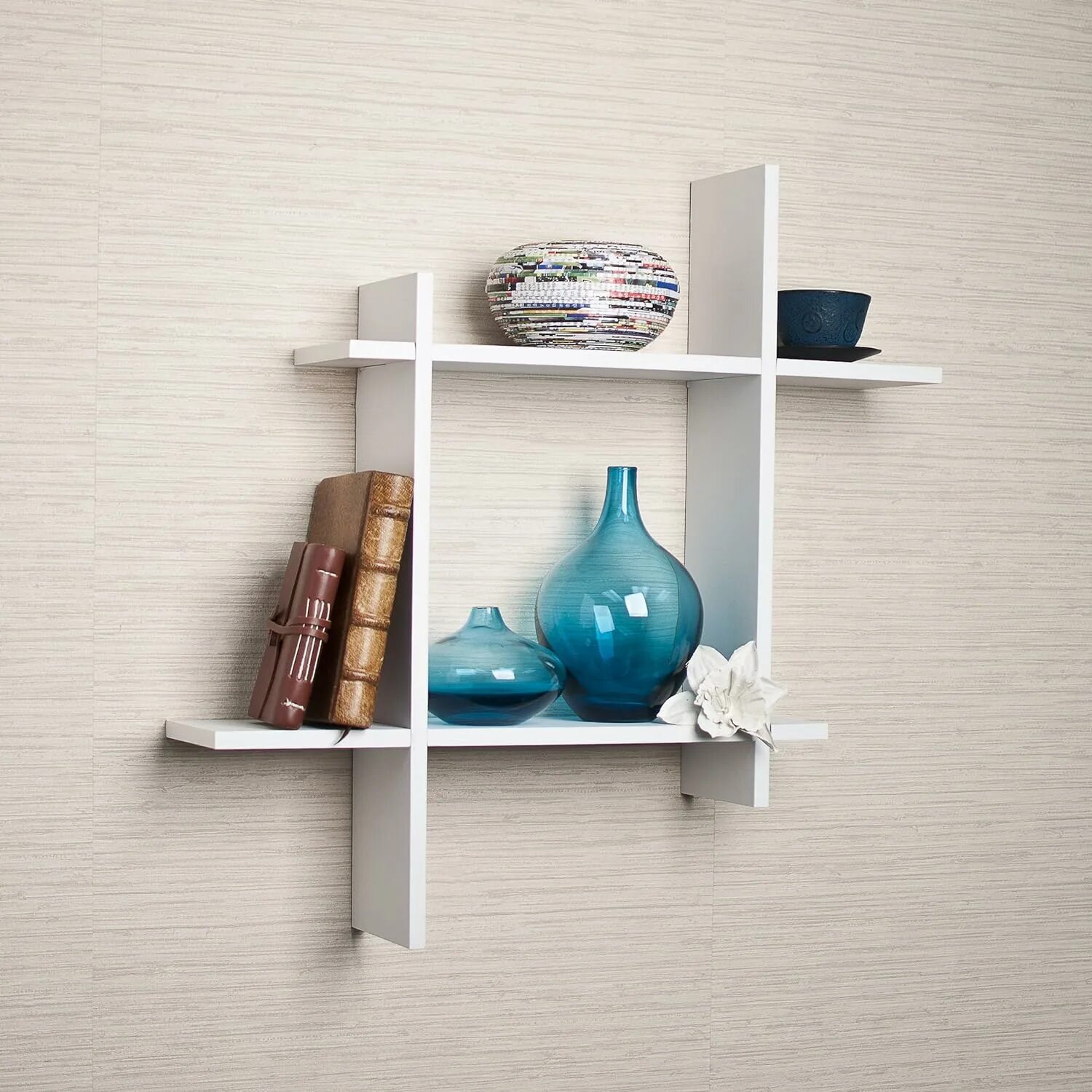Книжные полки. Полка "wall shelf-s (bas wl-001)" белая. Необычные настенные полки. S e l v e s. Полка квадратная навесная икеа.