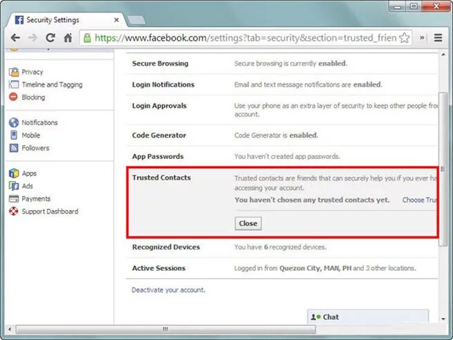Browser security settings. Settings → security options. secure:settingspeople.