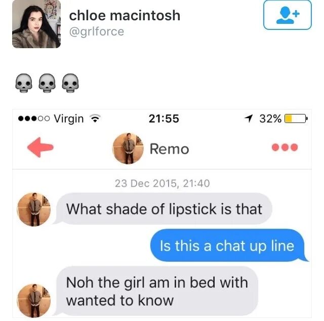 Chat with Chloe на русском. Chat up line. Virgin Mac.