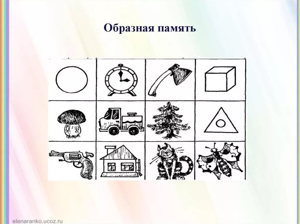 Картинки на память. Кратковременная Зрительная память Ясюкова. Образная память. Наглядно образная память. Методика образная память.