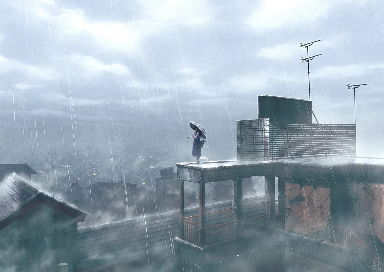 Веселый дождь города. Небо дождь город. Фантастический дождь. Картинка города фантаст в тумане. Rooftop Art.
