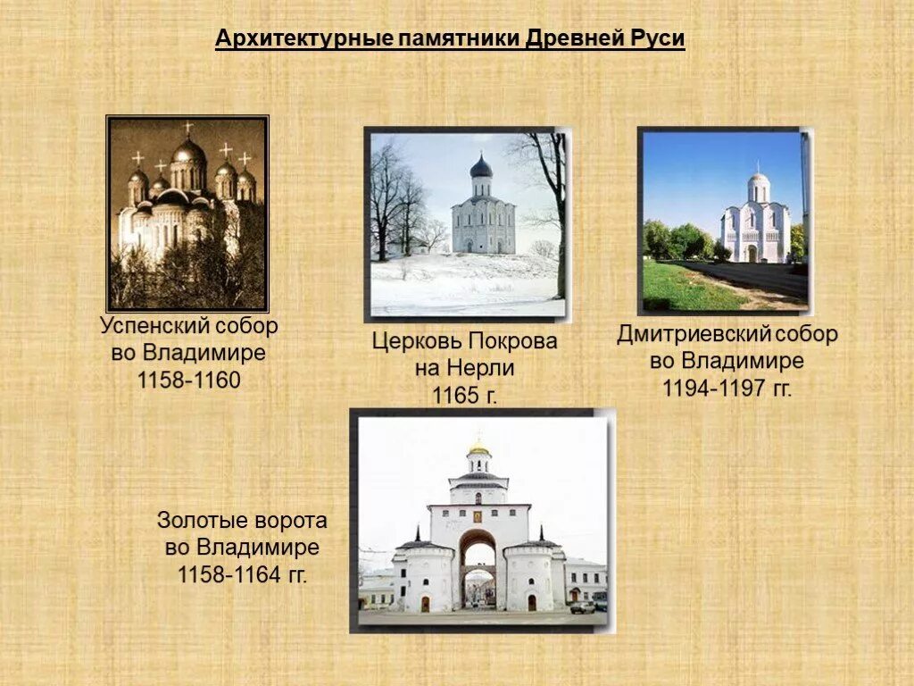 Презентация культура русских земель. Памятники культуры древней Руси золотые ворота Владимира. Памятники культуры древней Руси 6 класс. Архитектура храмов Руси 9-13 века. Памятники культуры 13-14 века древней Руси.