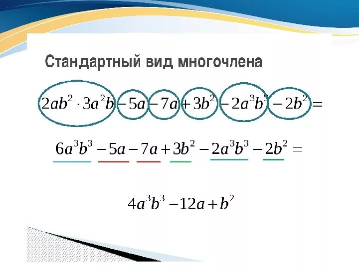 Стандартный вид многочлена 7 класс. Как привести многочлен к стандартному