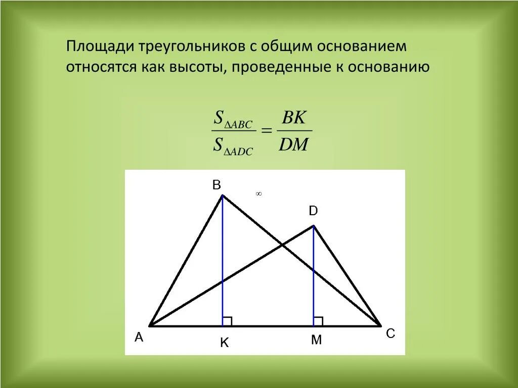 Треугольники имеющие общую высоту