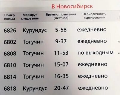 Расписание электрички бердск нижняя