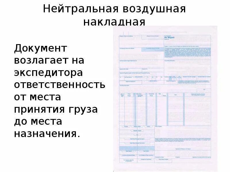 Документы воздушный транспорт. Бланки транспортной документации. Воздушно-перевозочный документ. Грузовая накладная на воздушном транспорте. Нейтральная Авиационная накладная.