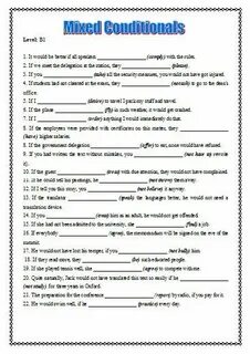 Mixed conditionals worksheets