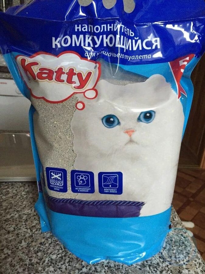 Отзыв о Наполнитель для кошачьего туалета Katty комкующийся Хороший наполнитель 