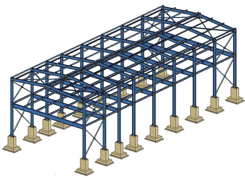 второй пролет мост. разрез промышленного здания чертеж. каркас ангара пролетом 24 м. цех металлоконструкций. полунавесная сборка моста.