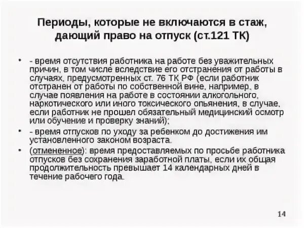 Периоды без сохранения заработной платы