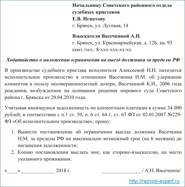 Заявление в суд на снятие запрета