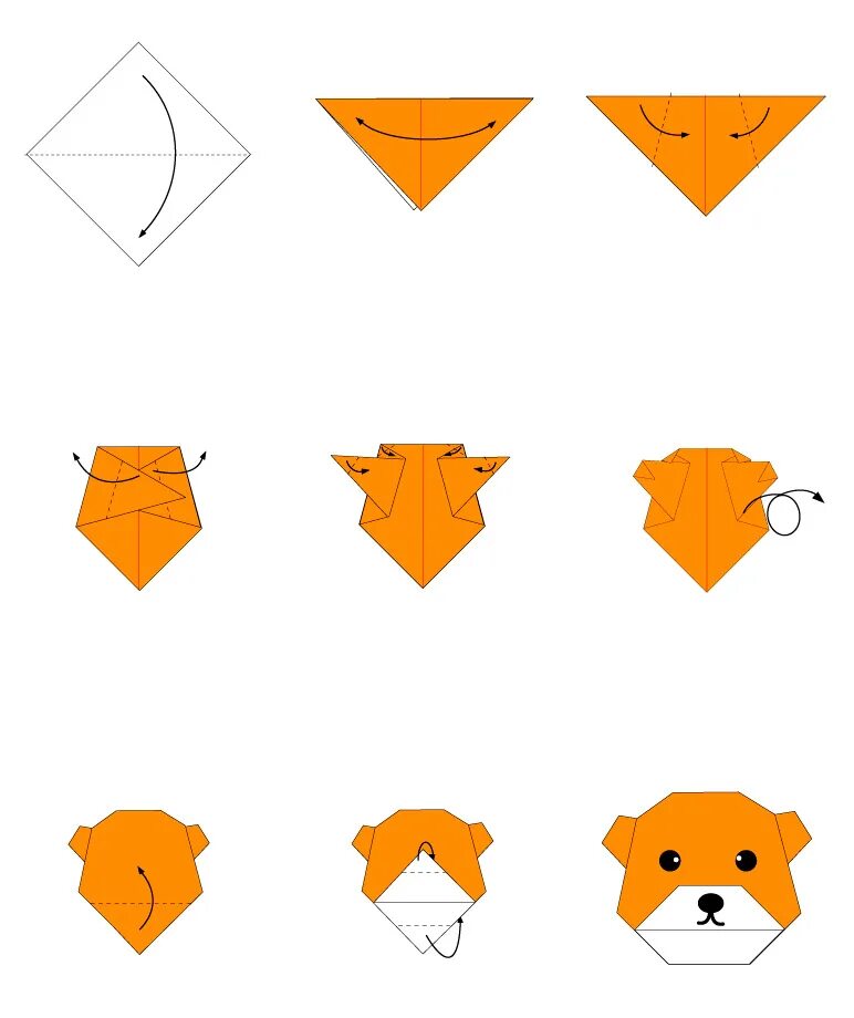 Пошаговое оригами для начинающих. Оригами медведь схема пошагово. Оригами из бумаги мишка пошагово. Оригами лето. Оригами для малышей схема.