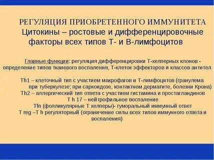 Роль цитокинов в иммунном ответе
