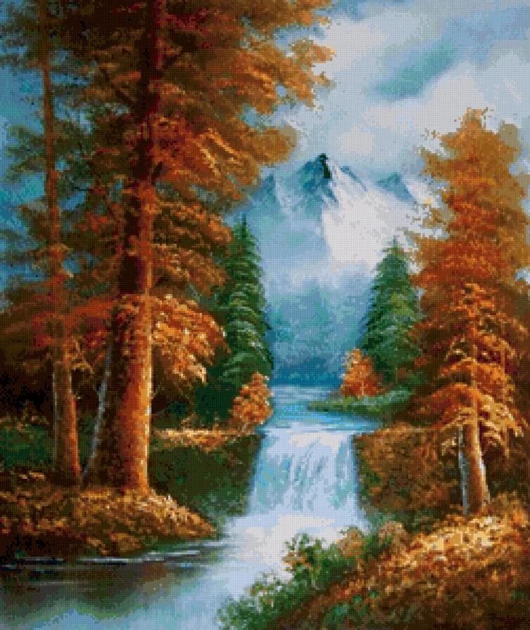 E painting. Картина водопад в лесу. Картины Лесной водопад. Лесной водопад картина маслом. Пейзаж водопад в лесу маслом.