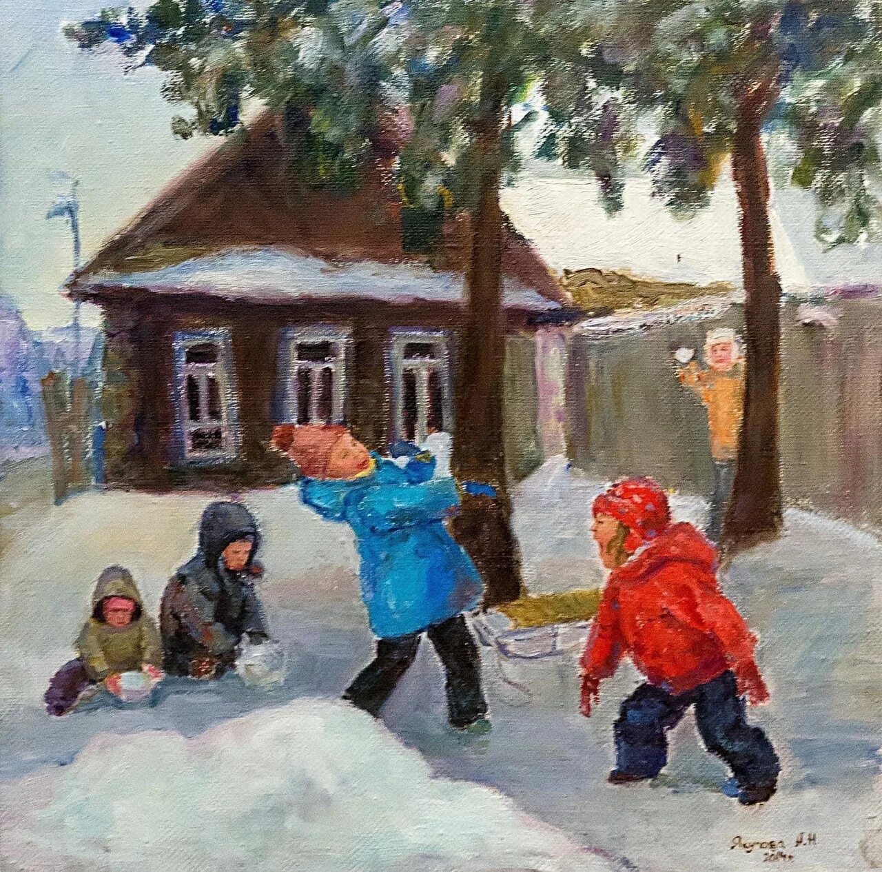 Художник Аверин зимние забавы. Дети в живописи. Весенние каникулы в деревне