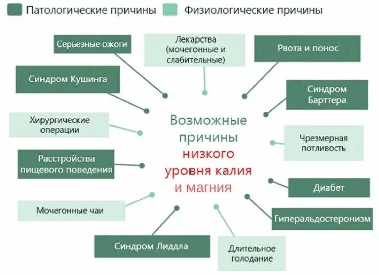 Повышенный уровень магния. Калий понижен в крови причины. Причины недостатка калия. Причины дефицита калия в организме. Причины снижения калия.