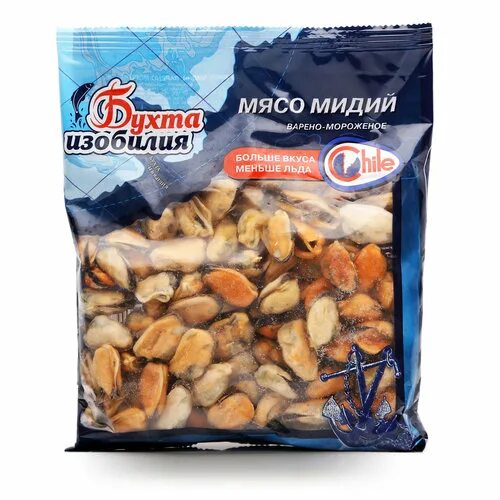 Сколько по времени варить мидии замороженные. Мясо мидий бухта изобилия. мидии в упаковке замороженные. мясо мидий варено-мороженое.