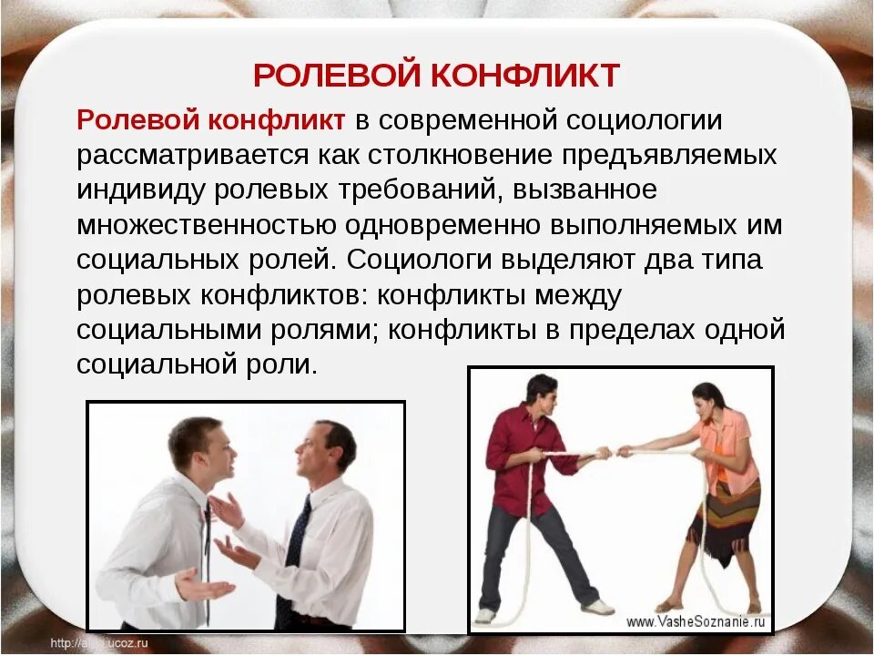 Личностно ролевой пример. Ролевой конфликт это в обществознании. роль социального конфликта. ролевые конфликты в социологии. роли в конфликте.