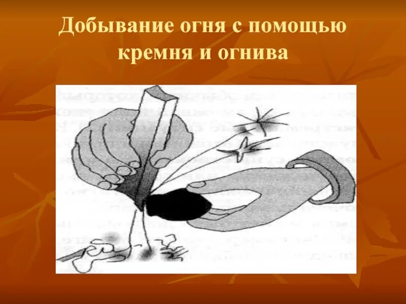 С помощью огнива. Способы добывания огня. добыча огня в условиях автономного существования. добывание огня с помощью огнива. добыча огня обж.