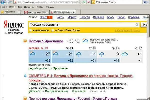 Прогноз погоды ярославль