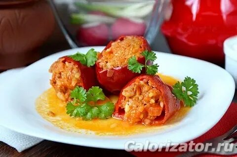 Сколько калорий перец фаршированный мясом и рисом