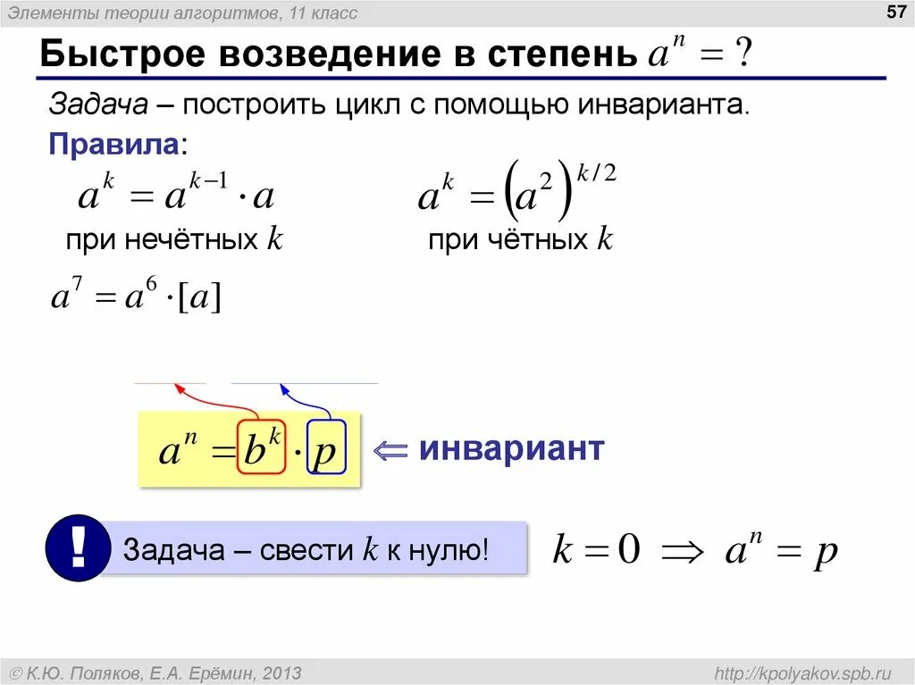Оператор возведения в степень. Алгоритм быстрого возведения в степень. формулы быстрого возведения в степень. возведение в степень в степень си. возведение в степень двоичных чисел.