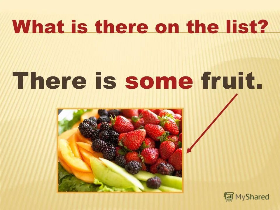 There is some fruit. Fruit some или any. Some any Fruit. Some Fruit или any Fruit. There are some Fruit.