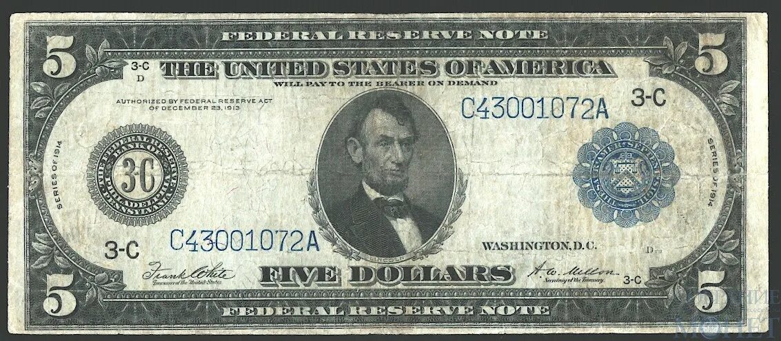 5 долларов в россии. Доллары образца 1996. 5 Долларов. Линкольн на долларе. 5 Долларов 1914.