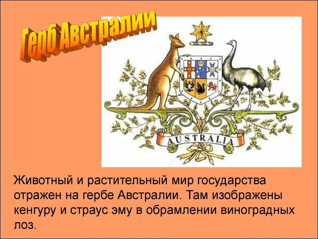 Герб Австралии. Герб Австралии кенгуру и страус. Животные на гербе Австралии. Что изображено на гербе Австралии.