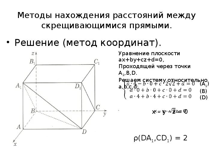 Как найти расстояние между скрещивающимися. Как найти расстояние между скрещивающимися прямыми. Расстояние между скрещивающимися прямыми координатный метод. Алгоритм нахождения угла между скрещивающимися прямыми. Найти расстояние между скрещивающимися прямыми методом координат.