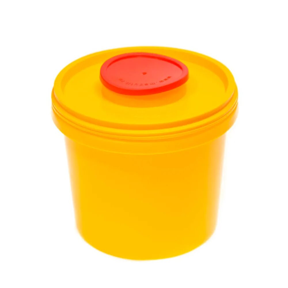 Емкость-контейнер для сбора игл 1,0л кл.б (желтый) "респект". Контейнер для сбора острого инструмента с иглосъемником. Контейнер для утилизации игл 1.1 л. Контейнер для острого инструментария 2 л (1 шт) медком ￼-.
