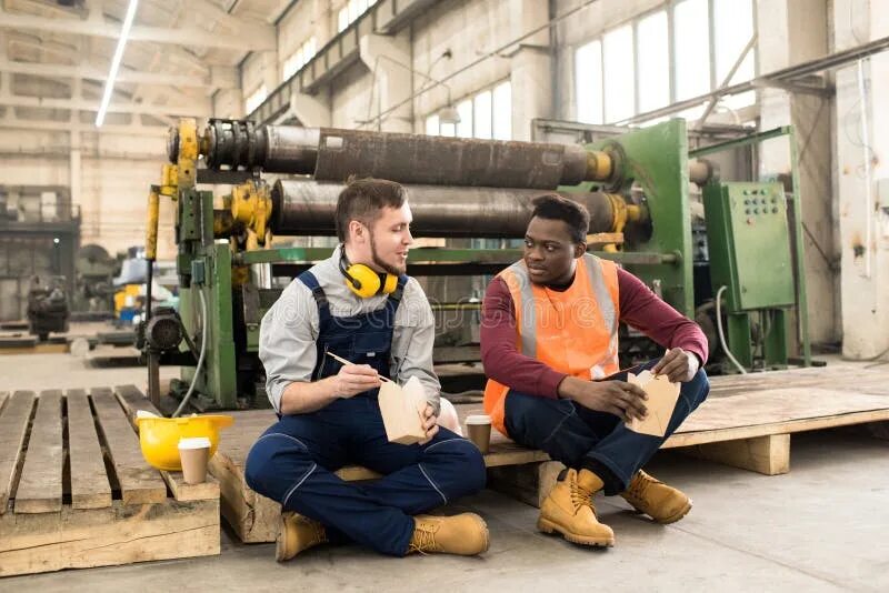 My friend to work at the factory. My friend to work at the factory