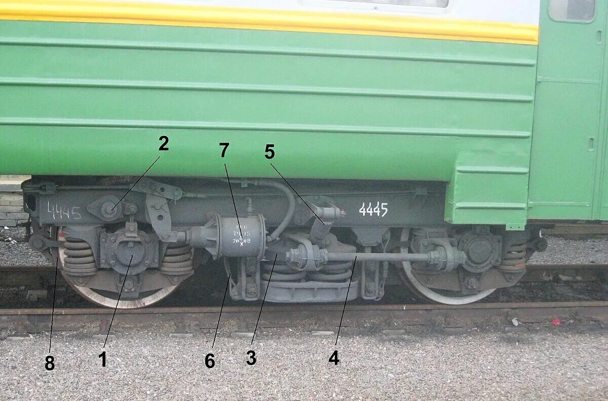 Где расположен тормозной поводок в пассажирском вагоне. Тележка моторного вагона эр1. Теклежка моторного вагона эп2д. Тележка моторного вагона электропоезда эр2. Фрикционный гаситель эд4м.