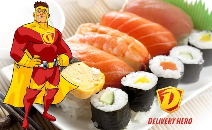 Delivery Hero акции. Супергерой доставка еды. Delivery Hero лого. Форма Деливери Хероес.