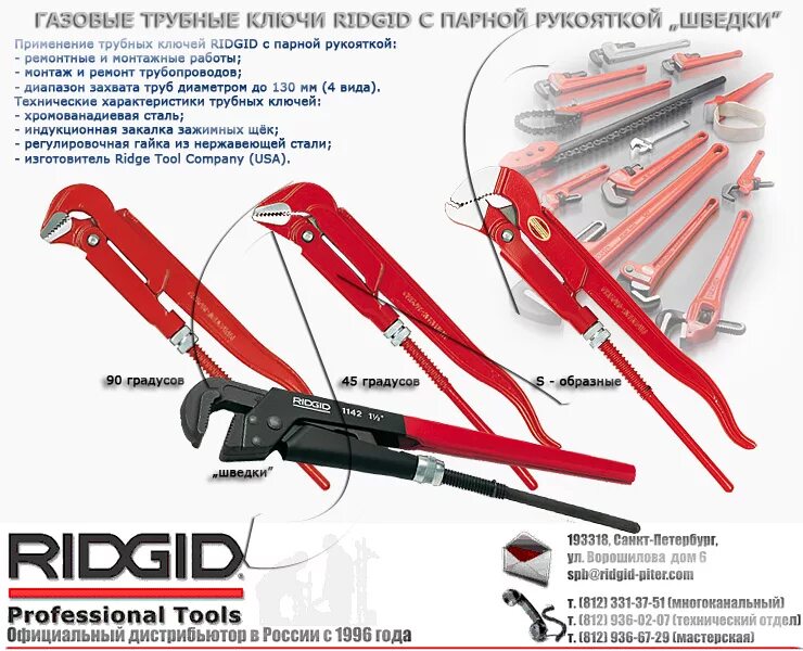 типы трубных ключей
