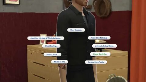 The Sims 4 shift-click cheats.